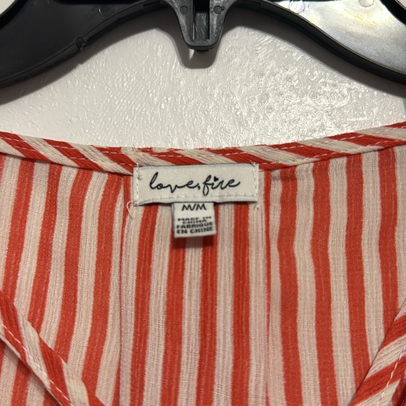 Love, Fire - Long Sleeve Red & White Cropped Blouse - Size US M (make offer) - Picture 4 of 4